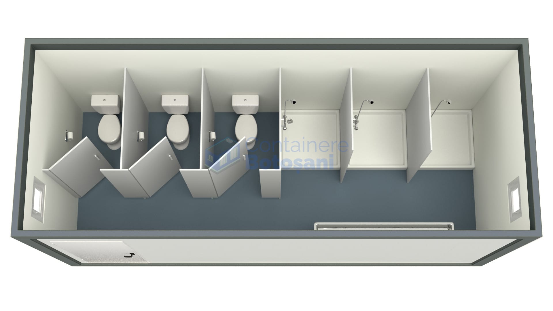 container sanitar botosani 6metri 3dusuri 3wc gri
